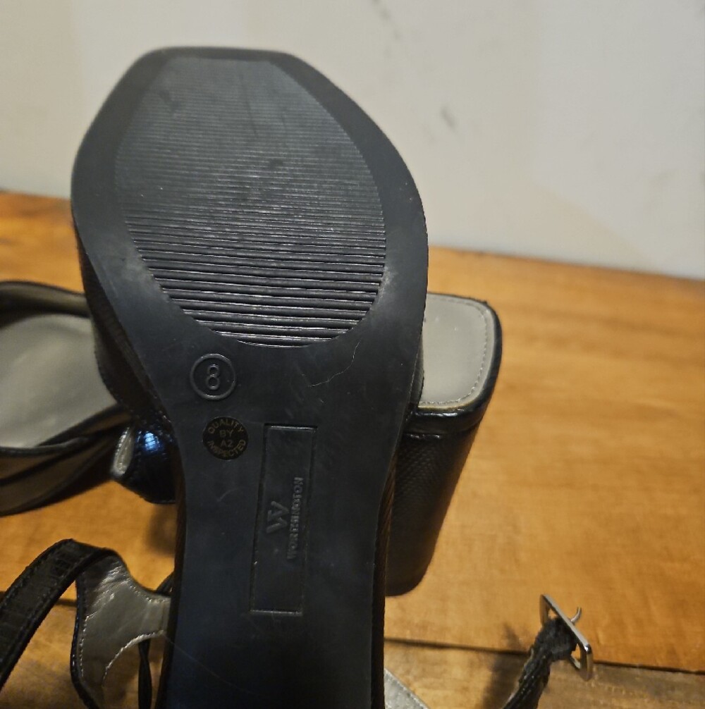 Worthington Black Textured Block Heel Sandals - Picture 4 of 5